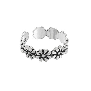 Inel midi reglabil din argint Flori delicate 15 mm
