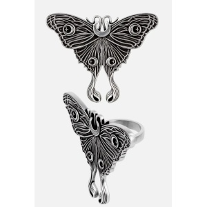 Inel Nocturnal Statement cu molie-luna si sidef natural placat cu argint 925