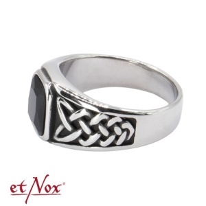 Inel otel inoxidabil cu piatra de zirconiu negru Celtic Black 1.3cm - Img 4