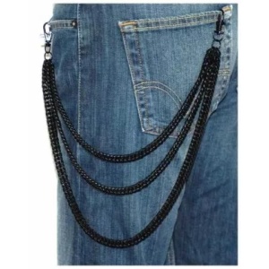 Lant pantaloni 3 Row Black Metal Chain