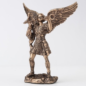 Mini statueta Arhanghelul Gabriel, finisaj bronz, 10 cm - Img 3