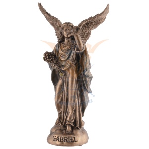 Mini statueta Arhanghelul Gabriel, vestitorul divin, finisaj bronz, 10 cm - Img 2