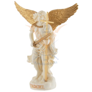 Mini statueta Arhanghelul Zadkiel, finisaj alb marmura si auriu, 10 cm - Img 9
