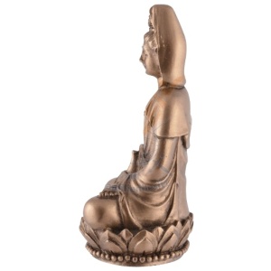 Mini statueta finisaj bronz zeita asiatica Guan Yi, zeita compasiunii 8 cm - Img 4