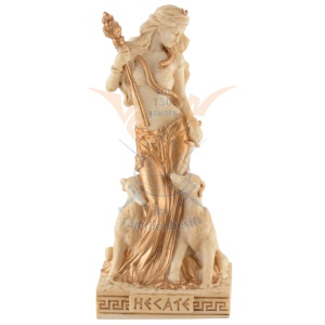 Mini statueta rasina cu finisaj alb marmura, mitologia greaca, Hecate, zeita magiei