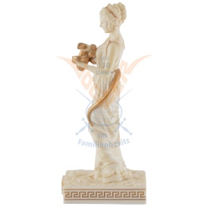 Mini statueta rasina cu finisaj alb marmura, mitologia greaca, Hygieia, zeita sanatatii - Img 7