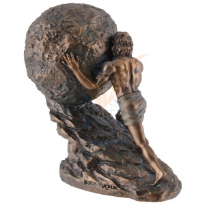 Mini statueta rasina cu finisaj bronz, mitologia greaca, Sisif si Lupta Eterna - Img 5