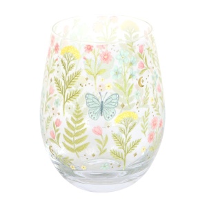 Pahar de sticla imprimat Luna Bloom, capacitate 450 ml