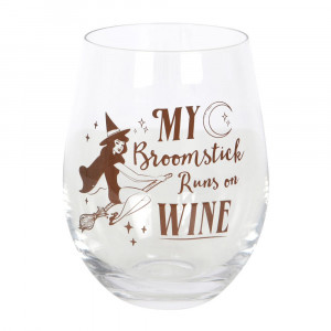Pahar de vin My broomstick runs on wine 12 cm