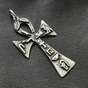 Pandantiv argint Ankh cu hieroglife 5.5cm