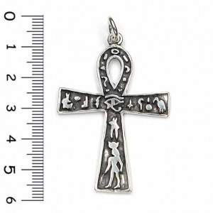 Pandantiv argint Ankh egiptean cu hieroglife 5.8cm - Img 4