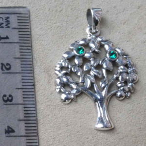 Pandantiv argint Copacul vietii cu zirconiu verde 4cm - Img 5