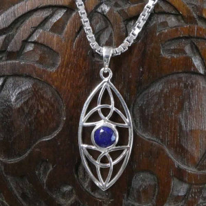 Pandantiv argint cu piatra semipretioasa Noduri celtice cu Lapis Lazuli 4cm - Img 4