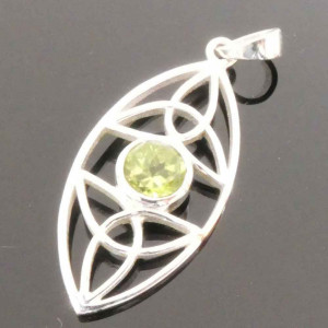 Pandantiv argint cu piatra semipretioasa Noduri celtice cu peridot 4cm - Img 4
