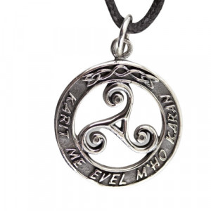 Pandantiv celtic din argint Triskelion - Iubeste-ma Asa Cum Te Iubesc Si Eu 2.2cm