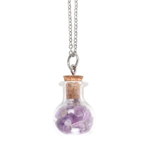 Pandantiv cu cristale de ametist in sticluta, talisman pentru armonie, Amethyst Crystal Potion - Img 3
