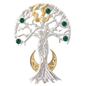 Pandantiv cu lantisor din argint si cristale verzi, design Anne Stokes, Fiinte Supranaturale - Celina Sylvana