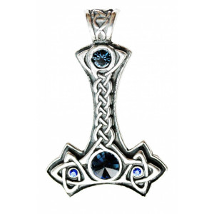 Pandantiv cu lantisor, Luminile Nordului - Ciocanul lui Thor, 5.2 cm, protectie si putere