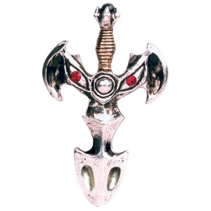 Pandantiv cu lantisor, placat cu argint, Sabie Dragon, Talisman pentru Protectie