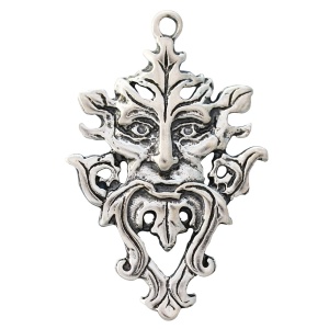 Pandantiv cu lantisor placate cu argint Sigils of The Craft - Green Man 3 cm