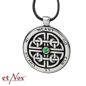 Pandantiv din argint cu zirconiu verde Nod Celtic - Impreuna Suntem Puternici 2.5 cm