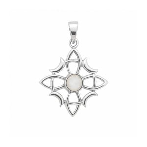Pandantiv din argint Nodul Vrajitoarelor cu Sidef, talisman pentru protectie, 2 cm