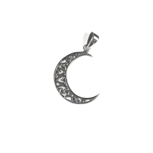 Pandantiv din argint Semiluna cu Ornament cu inimioare 2.2 cm