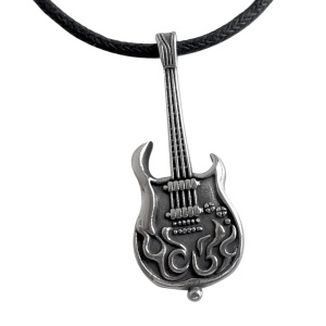 Pandantiv otel inoxidabil Flaming Guitar 3.7 cm