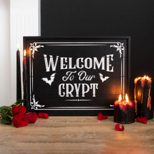 Placuta decorativa lemn Victorian Vampire - Welcome to Our Crypt, 40 cm - Img 3