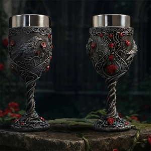 Pocal Corb Twilight Bloom – decor gotic si decor fantasy, 19.5 cm - Img 7