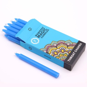 Set 12 lumanari bleu pentru ritualuri de pace, 12x1.2 cm