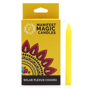 Set 12 lumanari galbene pentru ritualuri de fericire, 12x1.2 cm - Img 3