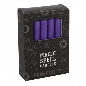 Set 12 lumanari violet pentru ritualuri de prosperitate si putere, 10x1 cm