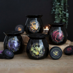 Set ceara parfumata de soia, wax melt si lampa aromaterapie Dragonul Samhain - Anne Stokes - Img 8