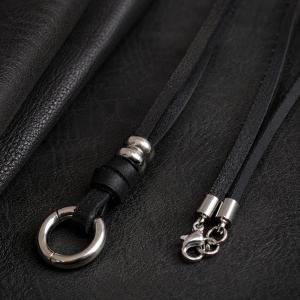 Snur negru pentru pandantive din piele naturala si otel inoxidabil, 70 cm – Et Nox - Img 2