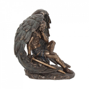Statueta bronz si rasina inger Razboinic 16.5 cm - Img 6