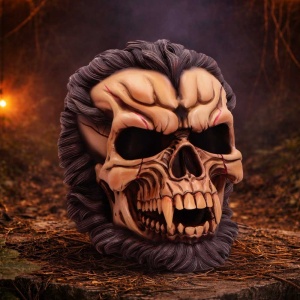 Statueta craniu Hall of Horrors: The Beast of the Moon – decor gotic si decor fantasy, 16 cm - Img 7