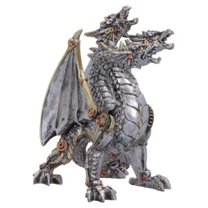 Statueta dragon cu trei capete Cogwork Trinity – decor steampunk collector 23 cm - Img 4