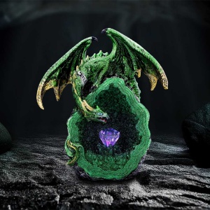 Statueta Dragon decorativ cu LED Emerald Overseer 18 cm - Gardianul Cristalului de Smarald - Img 7