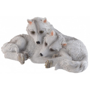 Statueta Lupi arctic 10 cm.Aceasta pereche de lupi arctici este facuta din rasina si pictata manual. O descriere deosebit de iubitoare a lupilor arctici.