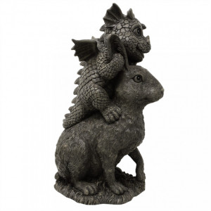 Statueta pentru gradina Dragon cu Iepuras 27x25 cm - Img 4