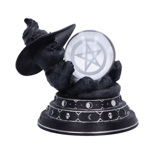 Statueta pisicuta cu glob de cristal si pentagrama Cult Cuties Purrah's Fortune 12.2cm
