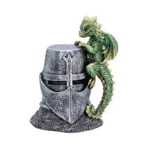 Statueta pui de dragon verde Hatchling Helm – decor medieval collector 12 cm