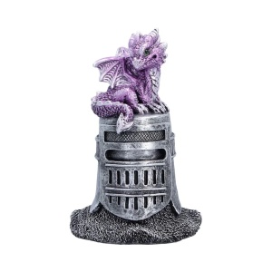 Statueta pui de dragon violet Hatchling Helm – decor medieval collector 12.7 cm