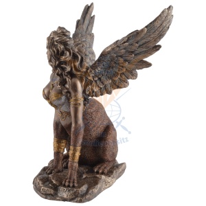 Statueta rasina cu bronz, mitologia greaca, Sfinxul din Teba, Oracolul Destinului - Img 6