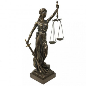 Statueta rasina si bronz Justitia 45 x 16 cm - Img 3