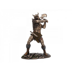 Statueta rasina si bronz luptator viking Berserker 28.5cm - Img 1