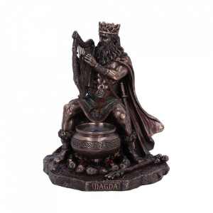 Statueta rasina si bronz, mitologia celtica, zeu Dagda 18.5 cm