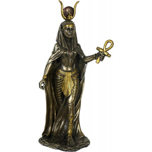 Statueta rasina si bronz, mitologia egipteana, zeita Hathor 30.5 cm