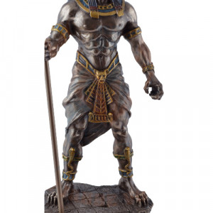 Statueta rasina si bronz, mitologia egipteana, zeu Anubis 28cm - Img 4